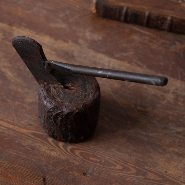 Axe in Stump Cast Iron Paperweight For Sale - Image 4 of 4