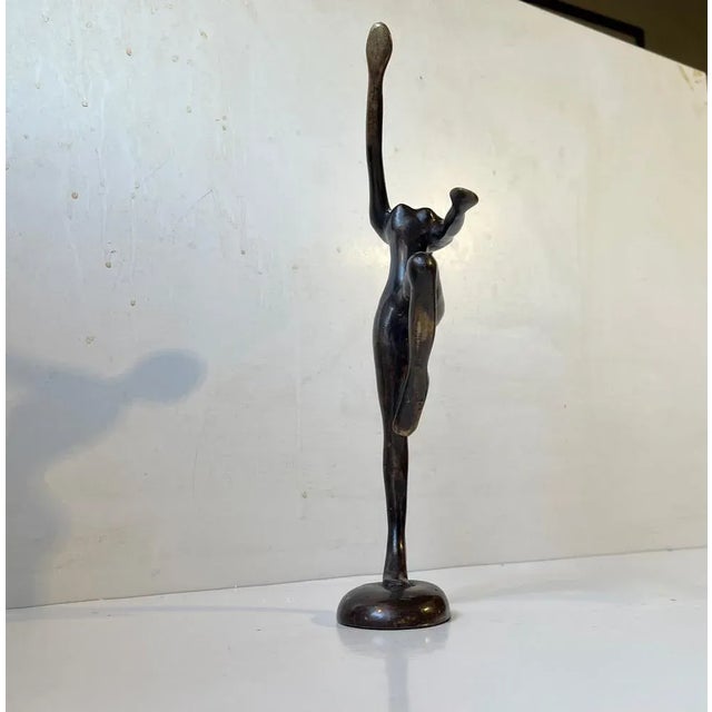 Metal Vintage Androgynous Sculpture in Patinated Bronze, 1970s For Sale - Image 7 of 9