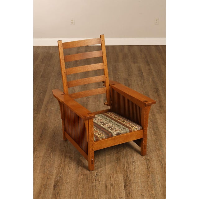 Stickley Stickley Mission Collection Oak Compact Morris Chair With Loose Cushions For Sale - Image 4 of 18