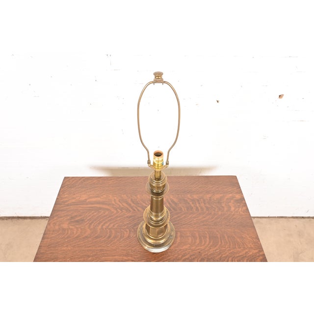 Mid 20th Century Ralph Lauren Style Mid-Century Hollywood Regency Large Brass Table Lamp For Sale - Image 5 of 11