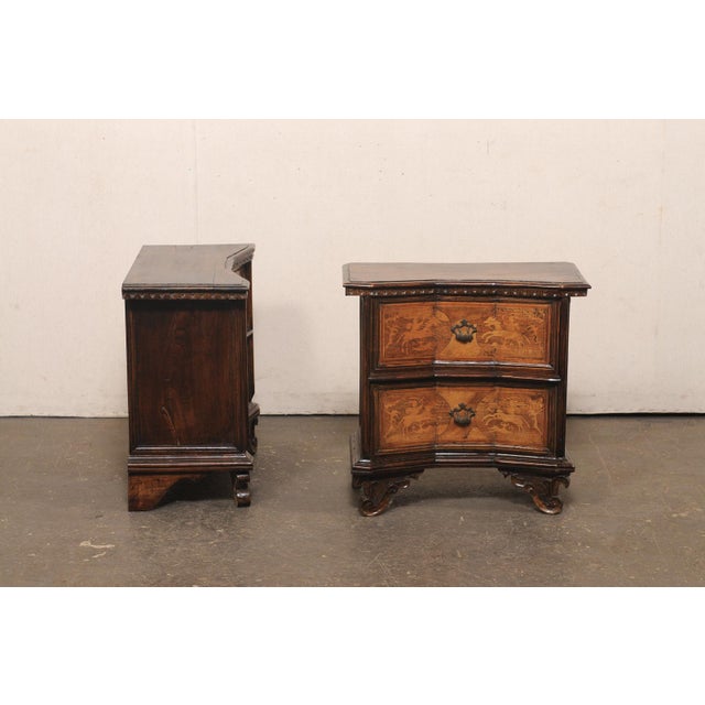 Early 20th Century Venetian Pair Petite Marquetry Side Chests For Sale - Image 9 of 13