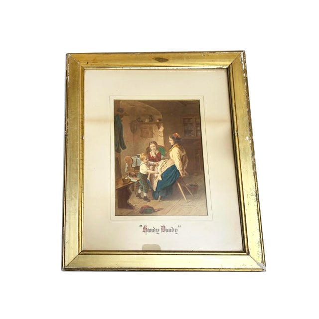 Antique Meyer Von Bremen Signed "Handy Dandy" German Hand Touched Oil on Panel Chromolithograph For Sale