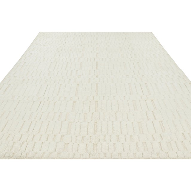 2010s Rug & Kilim’s Contemporary Rug in White With High-Low Geometric Patterns For Sale - Image 5 of 7