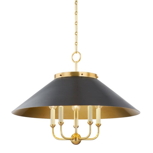 Traditional Hudson Valley Lighting Mark D. Sikes Clivedon 5-Light Chandelier, Aged Brass/Distressed Brass For Sale - Image 3 of 3