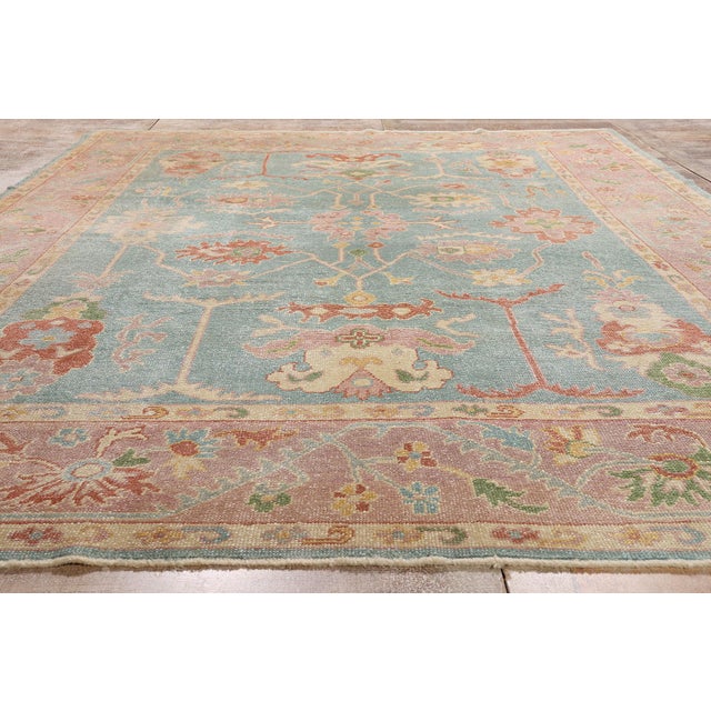 Vintage Pastel Turkish Oushak Rug, 08'08 X 12'02 For Sale - Image 9 of 10