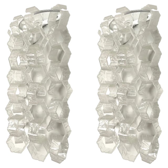Mid-Century Italian Wall Sconces in Murano Glass from Mazzega, 1970s, Set of 2 For Sale