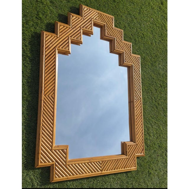 Wood Shanghai Bamboo Mirror from Vivai Del Sud, Italy, 1970s For Sale - Image 7 of 11