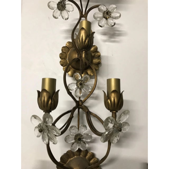 1970s Large Vintage Italian Single Wall Light with Murano Glass Flowers For Sale - Image 5 of 9