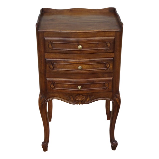 Louis Xv Style Walnut Bedside Table, 1960s For Sale