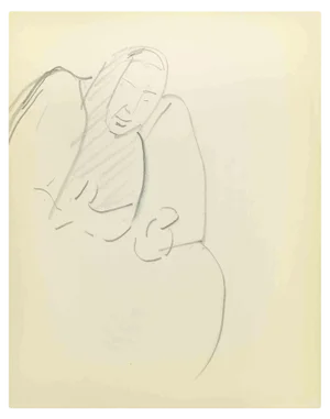 Flor David, Sketch for a Portrait, Drawing in Pencil on Paper, Mid 20th Century