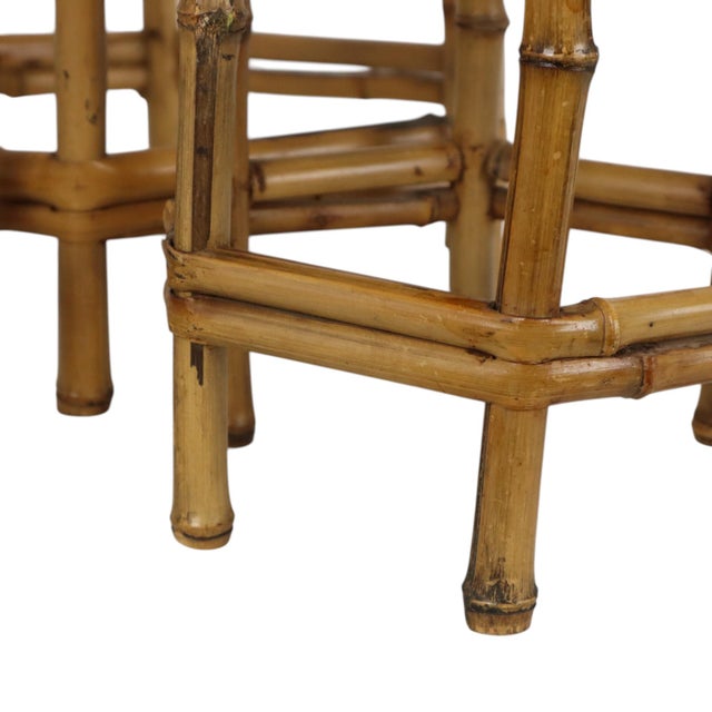 Vintage Bamboo and Rattan Nesting Tables, 1960s, Set of 3 For Sale - Image 9 of 16