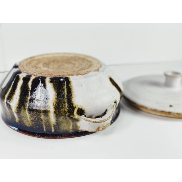 Studio Pottery Bowl With Lid in Greige For Sale - Image 10 of 13