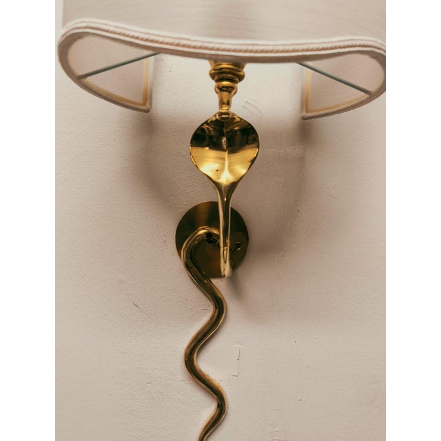 Brass Cobra Wall Light with Fan, 1930s, in Very Good conditions. Designed 1920 to 1949 Up to 250V (Europe/UK Standard).The...