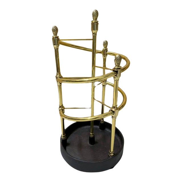 20th Century English Regency Style 'Spiral' Brass & Iron Umbrella/ Cane Stand For Sale