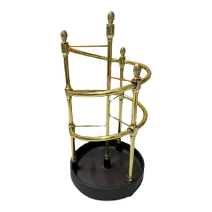 20th Century English Regency Style 'Spiral' Brass & Iron Umbrella/ Cane Stand