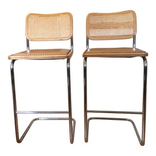 Milo Baughman Cane Back Cantilevered Chairs - A Pair For Sale