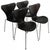 Set of 4 Arne Jacobsen Seven chairs. The chairs are upholstered in black anilin leather and with mat legs. The chairs are...