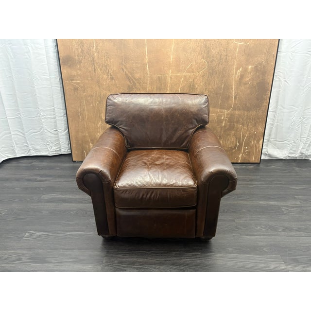 Rh Original Lancaster Leather Recliner Italian Brompton Leather | Cocoa | Down-Feather Fill For Sale - Image 10 of 18