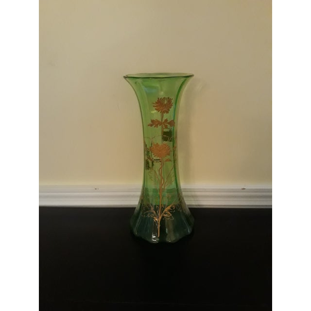 Green Vintage 50s Green Glass Vase For Sale - Image 8 of 8
