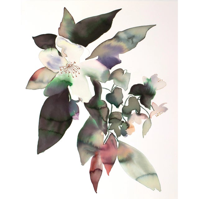 "Anemone No. 10" Contemporary Original Botanical Flowers Watercolor Painting by Elizabeth Becker For Sale