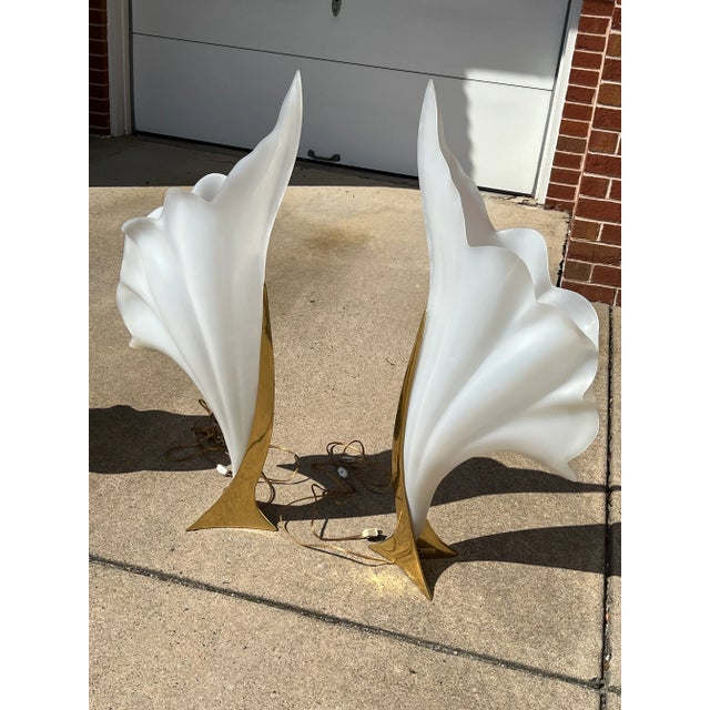 Mid-Century Modern 1970s Rougier Acrylic Shell Lamps - a Pair For Sale - Image 3 of 8