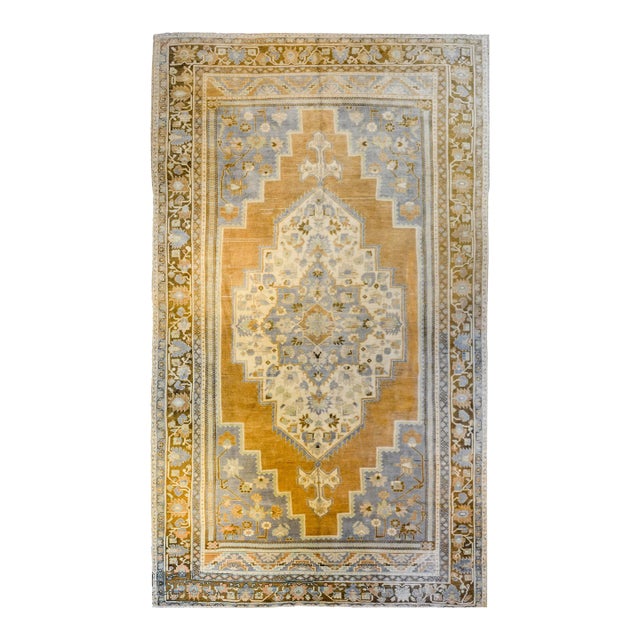 Wonderful Vintage Turkish Oushak Rug For Sale