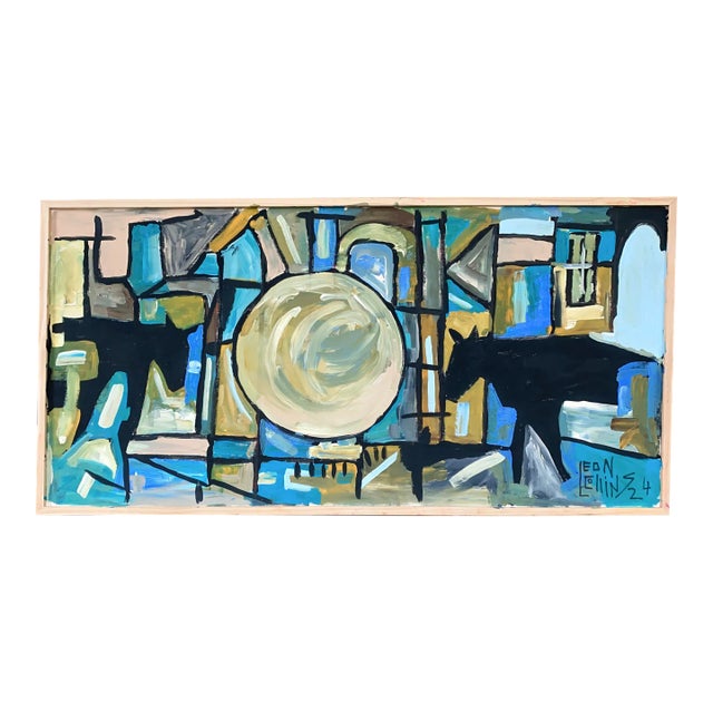 Original Abstract Folk Art Painting by Leon Collins, C. 2024 For Sale