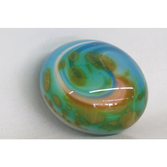 Hand Blown Art Glass Paperweight Tie Dye Style For Sale - Image 4 of 12