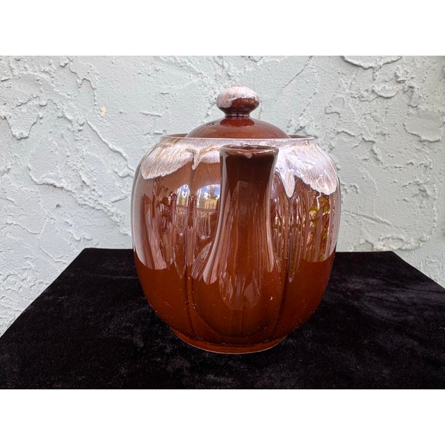 1970s Vintage Japanese Drip Glaze Stoneware Teapot For Sale - Image 5 of 11