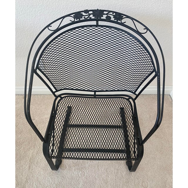 Modern Woodard Briarwood Collection Wrought Iron Four Barrel Cantilever/Rocker Chairs and Table Set Late 20th Century For Sale - Image 3 of 10
