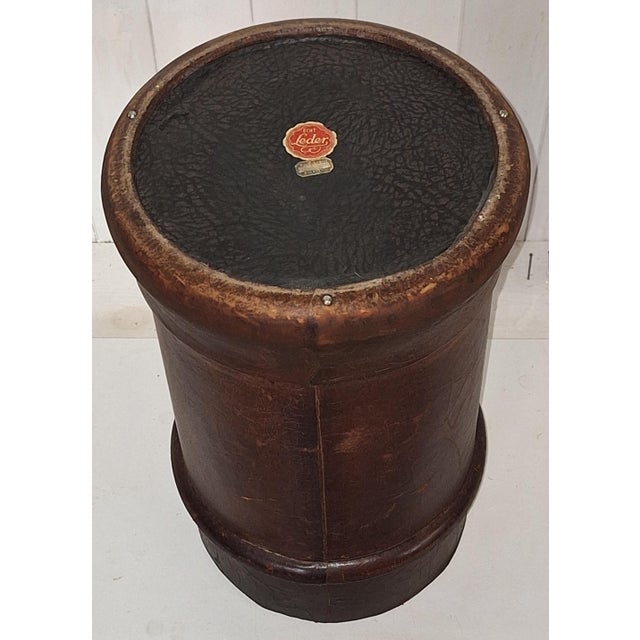 Art Deco Wastepaper Basket in Brown Cowhide Leather, 1930s For Sale - Image 4 of 5