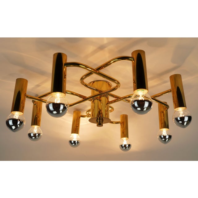 Large Vintage Sputnik Brass Ceiling Lamp, 1970s For Sale - Image 4 of 12