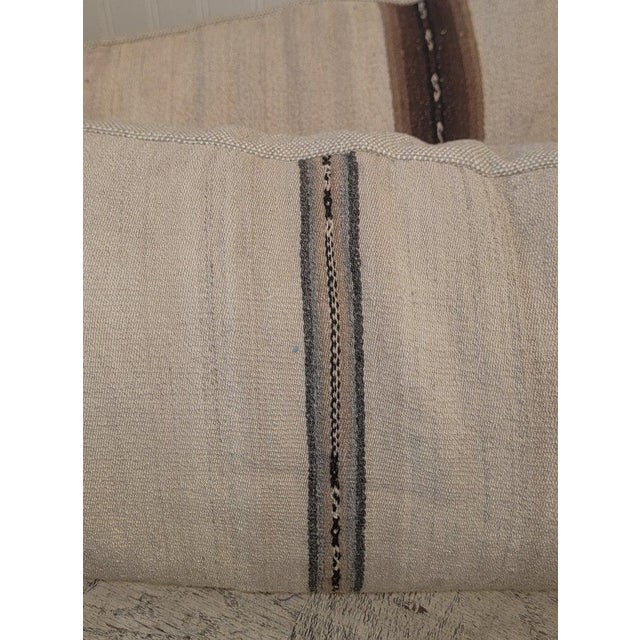 Early 19th Century Pair of Striped 19Thc Linen Bolster Pillows For Sale - Image 5 of 5