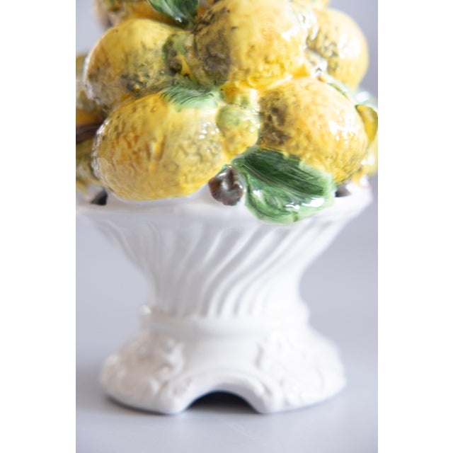 Vintage Italian Majolica Lemon Topiary Centerpieces - A Pair For Sale - Image 9 of 13