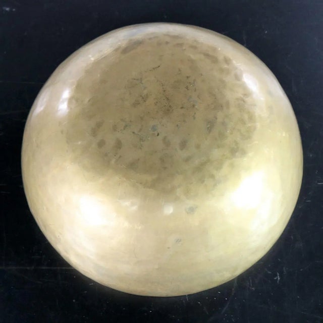Vintage Singing Bowl or Standing Bowl Bronze Hand Made With Mallet on Pillow For Sale - Image 10 of 13