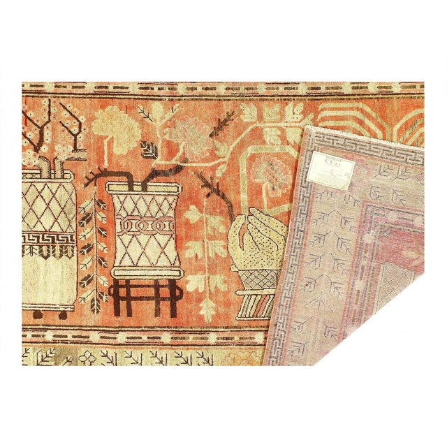 Traditional 1940s Vintage Hand Knotted Vintage Khotan Rug For Sale - Image 3 of 12