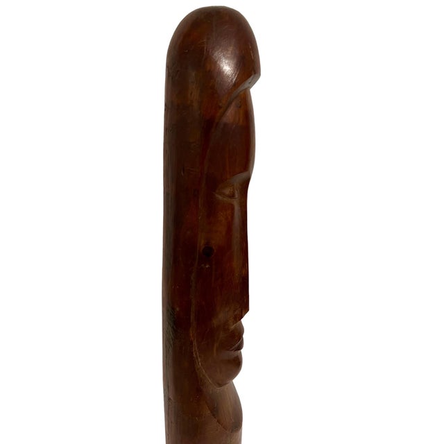 Florencio Gelabert, Cuban Master Florencio Gelabert Sculpture Large Wood Carving Bust Man Portrait For Sale - Image 9 of 18