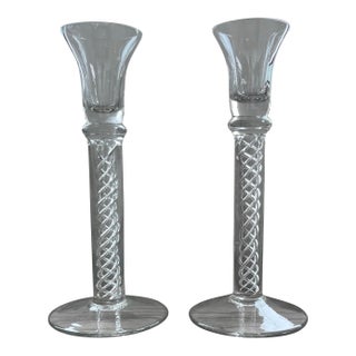 1960s Pair of Encased Helix Candlestick Holders-Made in Sweden For Sale