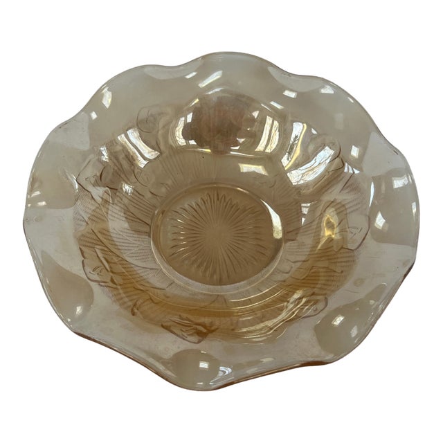 1930s Iris Marigold Depression Glass Bowl For Sale
