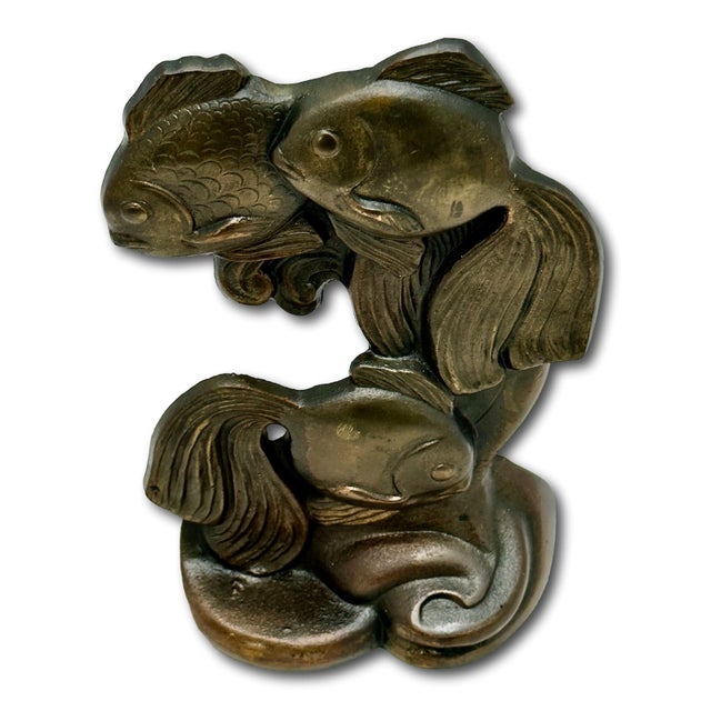 Hubley Manufacturing Company Rare & Hard to Find All Original Vintage 1930s Hubley MFG Co. #464 Fan Tail Fish Cast Iron Doorstop For Sale - Image 4 of 18