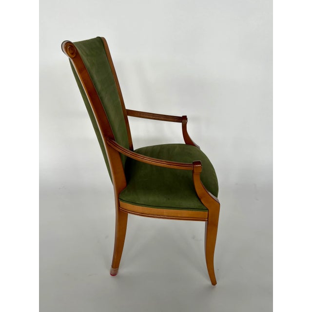Olive 1980s Set of 12 Maple Dining Chairs With Olive Green Suede Upholstery For Sale - Image 8 of 12