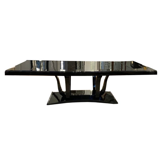 Black Art Deco Dining Table in Black Lacquer, 1930 For Sale - Image 8 of 13