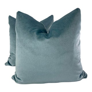 Schumacher "Palermo Mohair" in Copenhagen 22" Pillows-A Pair For Sale
