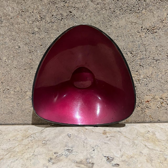 1960s John Prip for Reed & Barton Red Enamel Silverplated Bowl For Sale In San Diego - Image 6 of 9