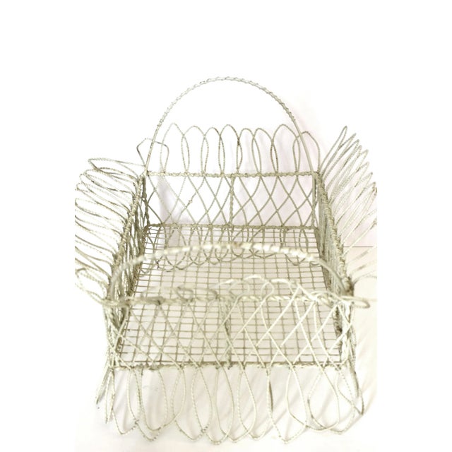 19th Century Antique 19th-Century Victorian White Twisted Metal Wire Planter Basket For Sale - Image 5 of 10