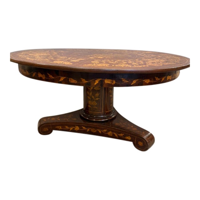 Mid-19th Century Dutch Mahogany Marquetry Inlaid Coffee Table, Circa 1840 For Sale
