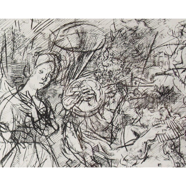 Abstract “Woodstock Pastoral” Etching by Jack Levine For Sale - Image 3 of 7