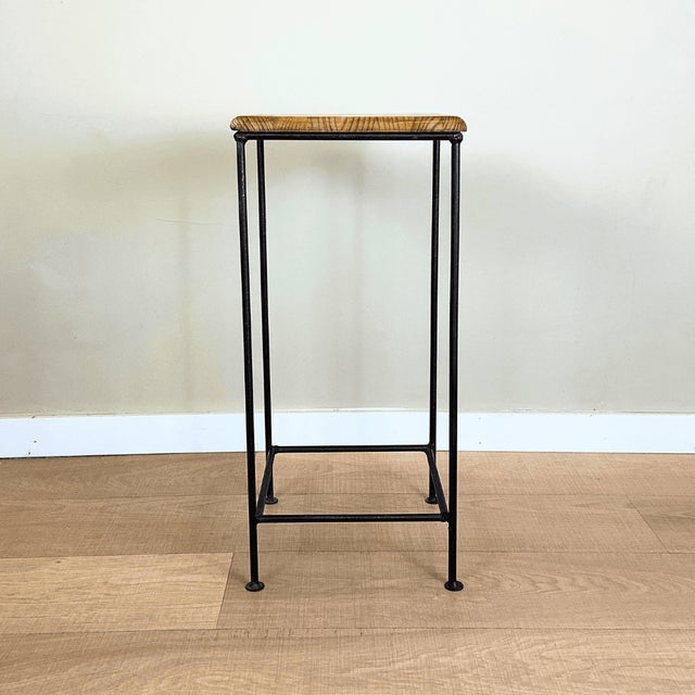 Industrial Steel and Wood Side Table, Spain, 1990s For Sale - Image 4 of 9