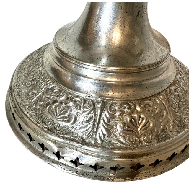 Bradley Hubbard Vintage Nickel-PlatedKerosene Oil Lamp by Bradley & Hubbard For Sale - Image 4 of 12