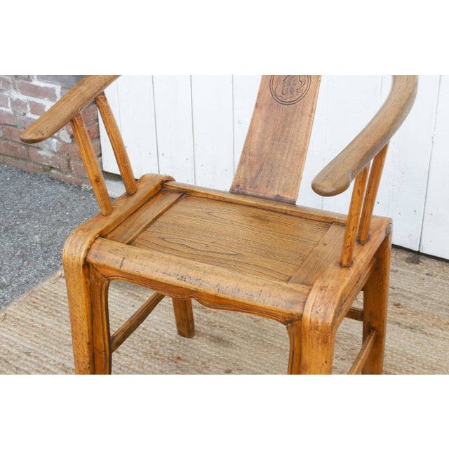 Pair of Golden Elm Chinese Club Chairs For Sale In Los Angeles - Image 6 of 10